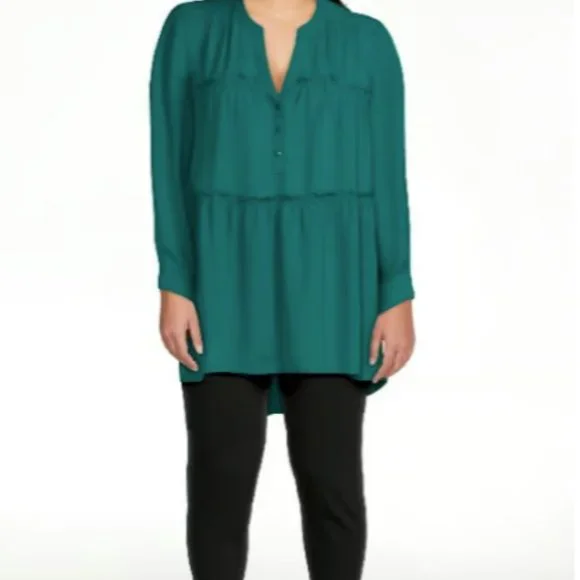 NWT Pioneer Woman Micro Ruffle Tiered Tunic, sz: L - Picture 2 of 4